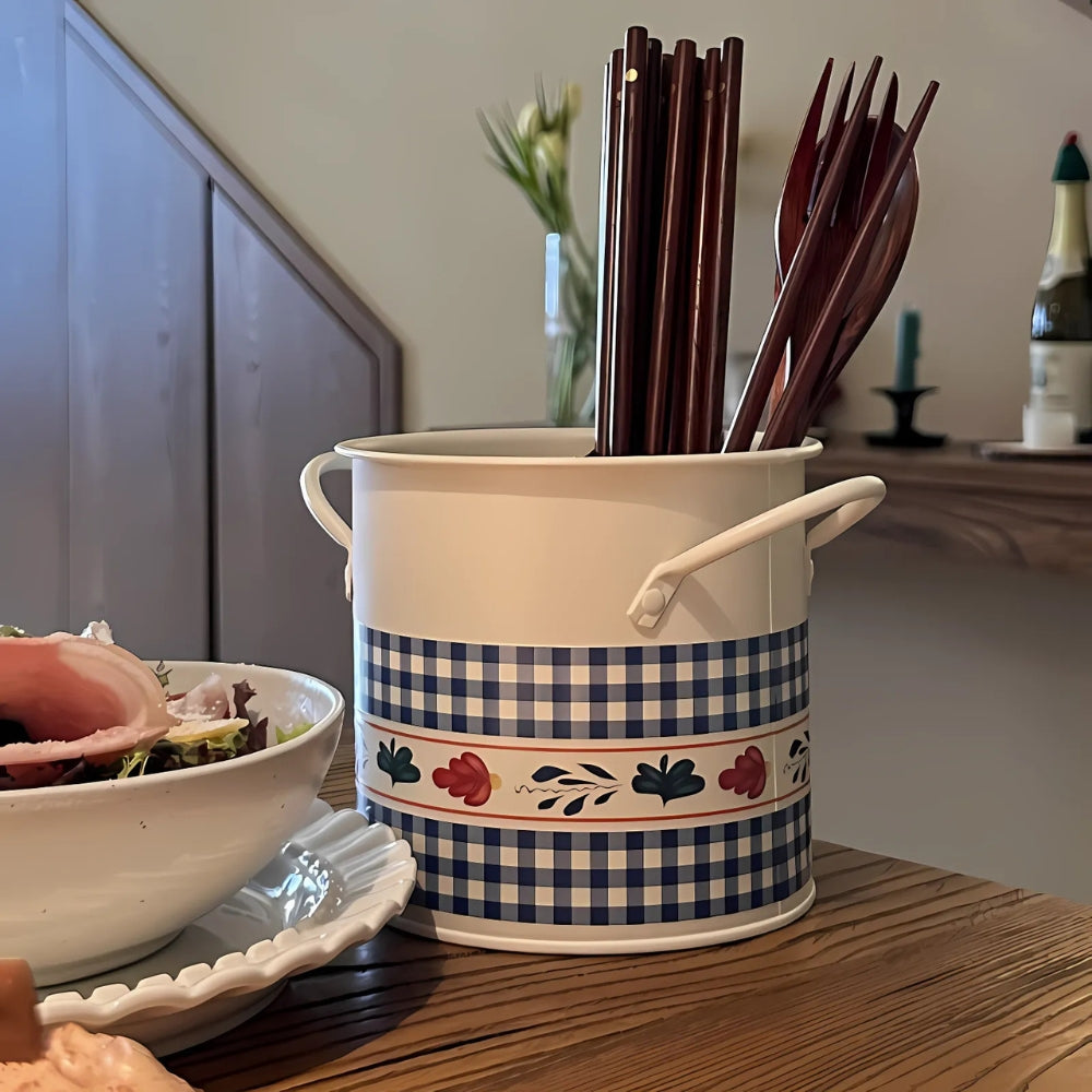 Utensil Organizer Enamel Cast Iron & Divider Lid