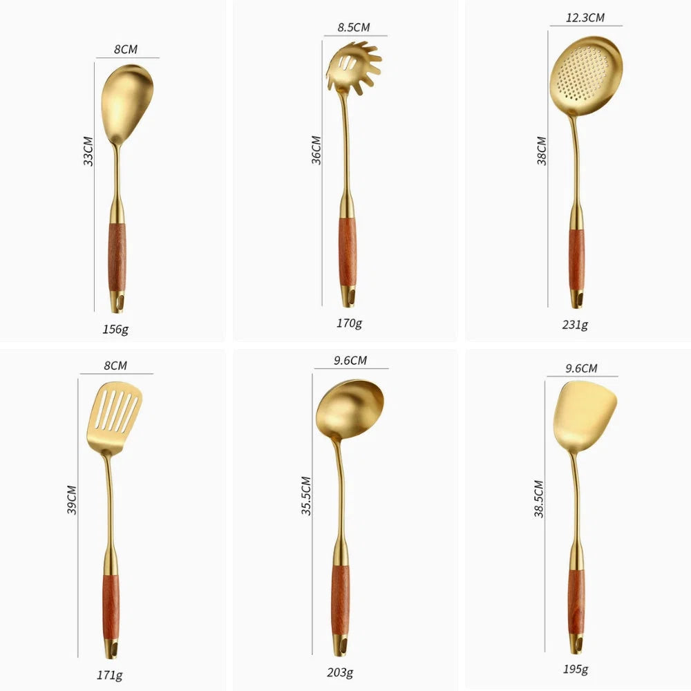 Utensil Set 304 Stainless Steel Gold Finish