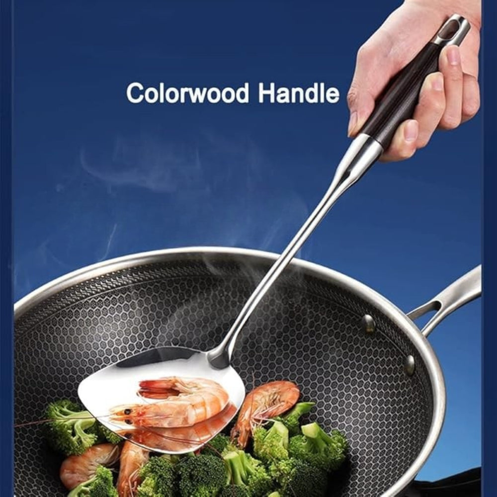 Utensil Set 6-Piece Stainless Steel Heads & Wooden Handles