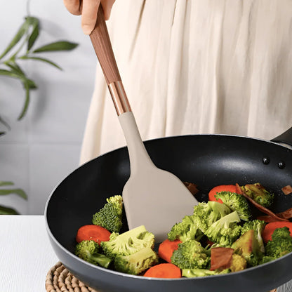 Utensil Set Heat-Resistant Silicone Ergonomic Handles Dishwasher Safe