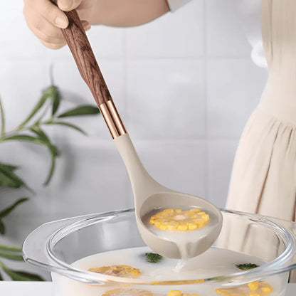 Utensil Set Heat-Resistant Silicone Ergonomic Handles Dishwasher Safe