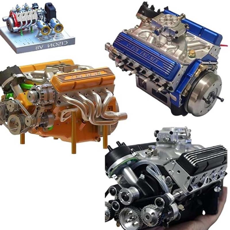V8 Engine Model Kit Gasoline-Powered Metal With CDI Ignition