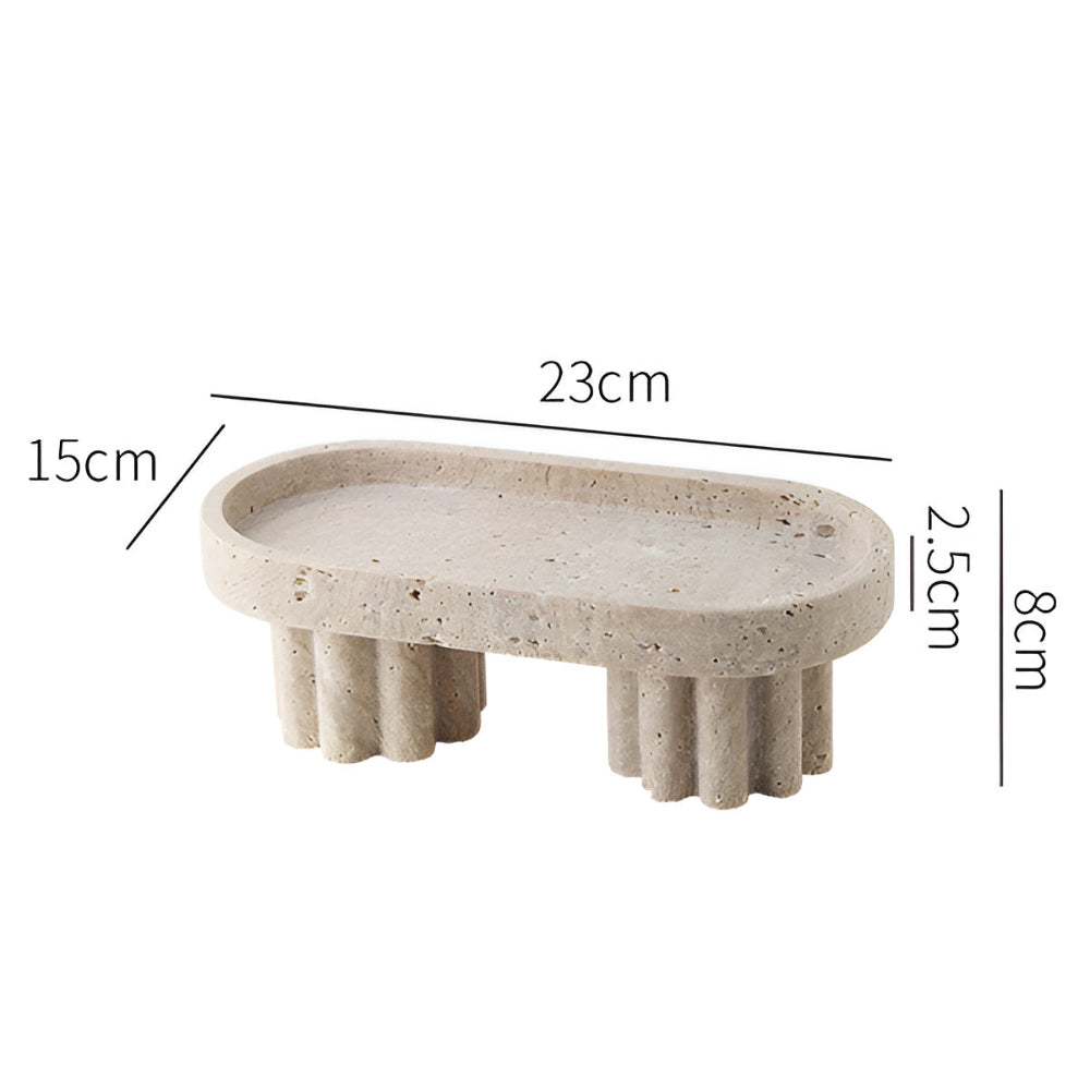 Vanity Tray Natural Travertine Oval & Circle