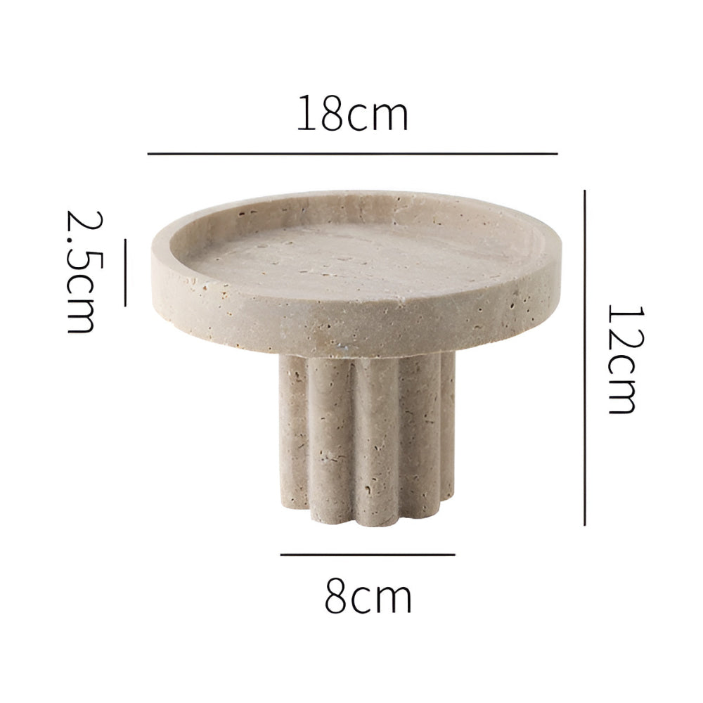 Vanity Tray Natural Travertine Oval & Circle