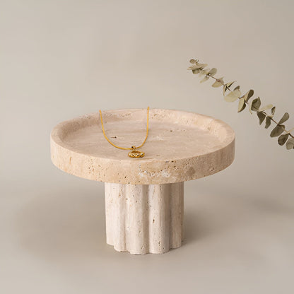 Vanity Tray Natural Travertine Oval & Circle