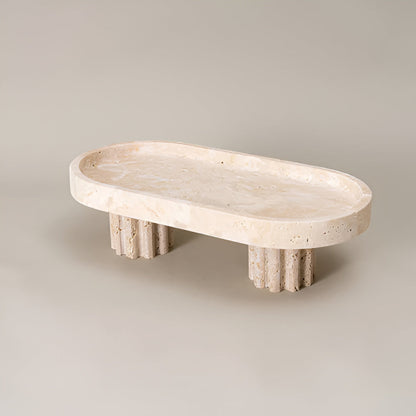 Vanity Tray Natural Travertine Oval & Circle