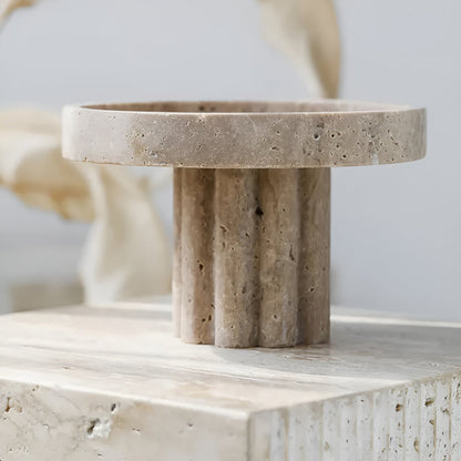 Vanity Tray Natural Travertine Oval & Circle