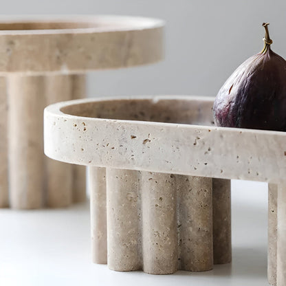 Vanity Tray Natural Travertine Oval & Circle