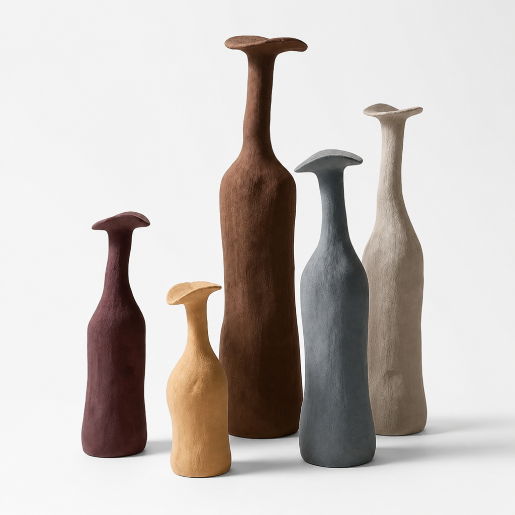 Vase Set Hand Formed Textured 5-Piece Earth Tones