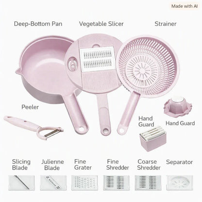 Vegetable Chopper 12-Function Interchangeable Blades Compact Storage