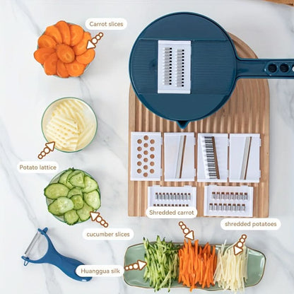 Vegetable Chopper 12-Function Interchangeable Blades Compact Storage