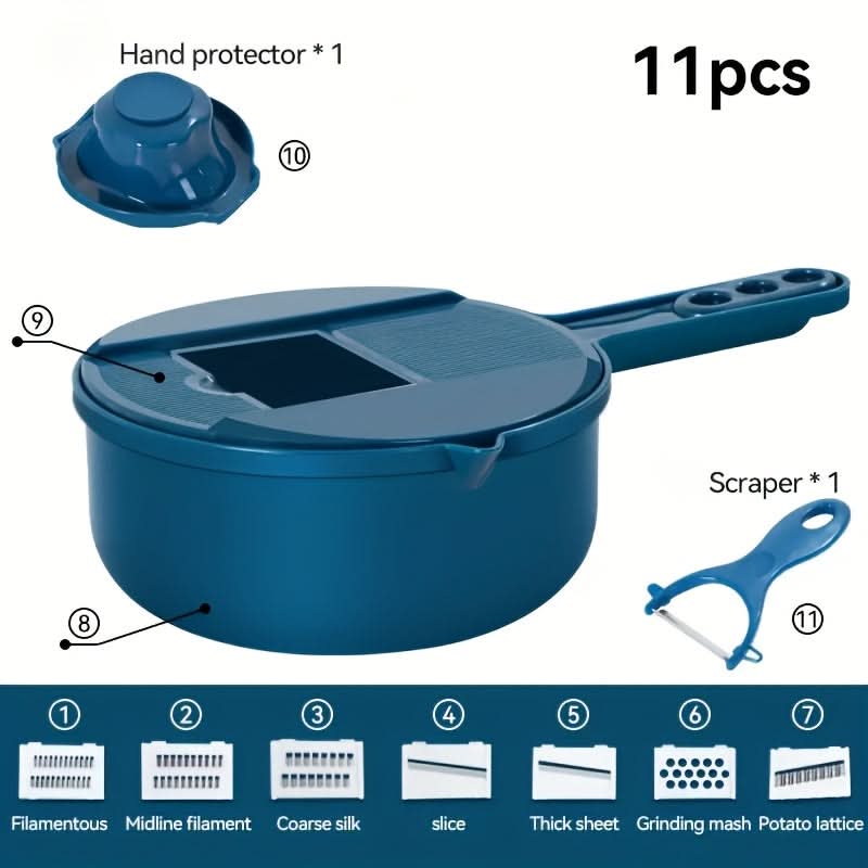 Vegetable Chopper 12-Function Interchangeable Blades Compact Storage