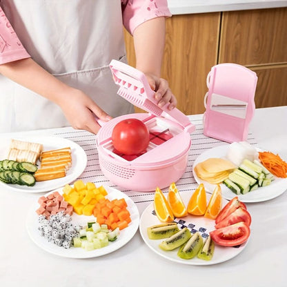 Vegetable Chopper 12-Function Interchangeable Blades Compact Storage