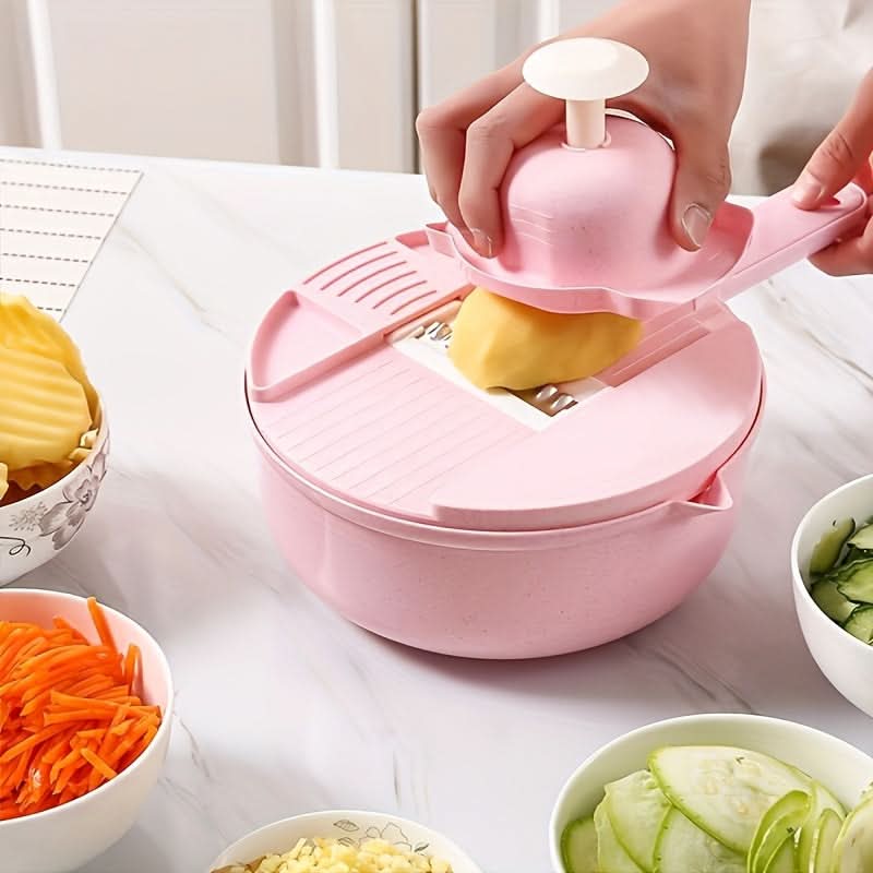 Vegetable Chopper 12-Function Interchangeable Blades Compact Storage