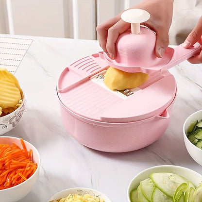 Vegetable Chopper 12-Function Interchangeable Blades Compact Storage