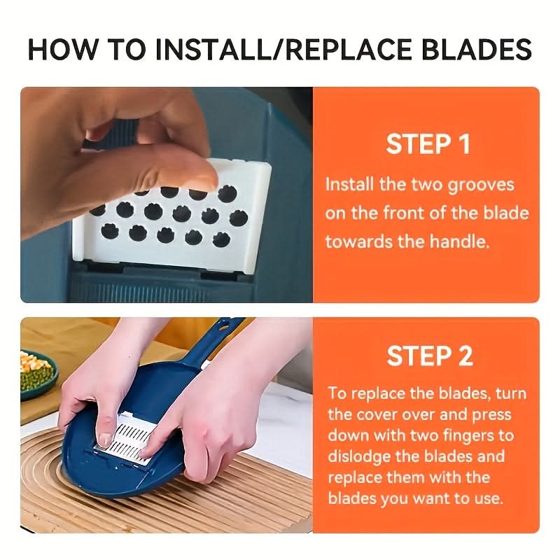 Vegetable Chopper 12-Function Interchangeable Blades Compact Storage