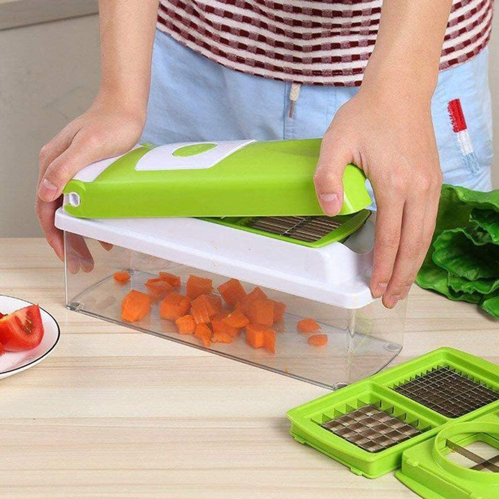 Vegetable Slicer 8 Interchangeable Blades Built-In Catch Container