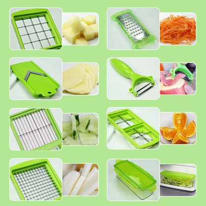 Vegetable Slicer 8 Interchangeable Blades Built-In Catch Container