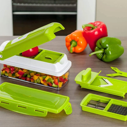 Vegetable Slicer 8 Interchangeable Blades Built-In Catch Container