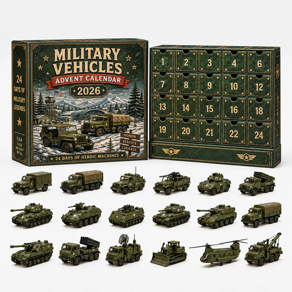 Vehicle Advent Calendar Die-Cast 24-Piece Set