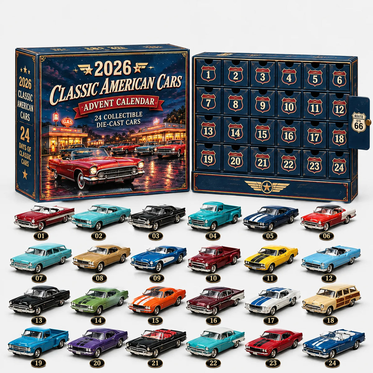 Vehicle Advent Calendar Die-Cast 24-Piece Set
