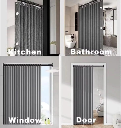 Walk-In Shower Curtain Foldable & Water-Repellent With Tension Rod