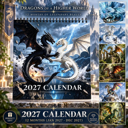 Wall Calendar 2027 Dragon Fantasy Art Spiral-Bound Hanging Design