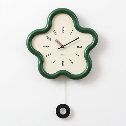 Wall Clock 3D Floral Pendulum Silent Movement