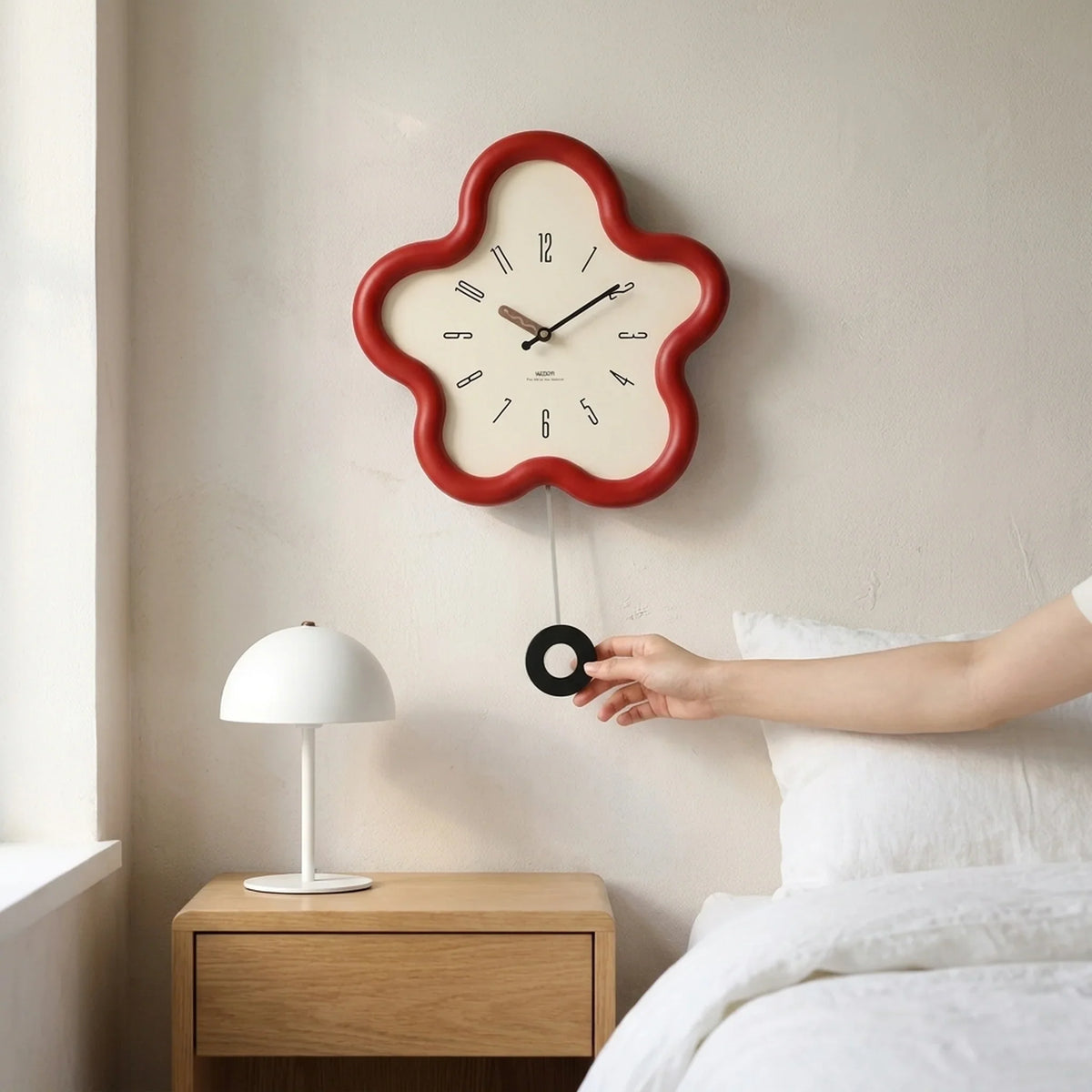 Wall Clock 3D Floral Pendulum Silent Movement