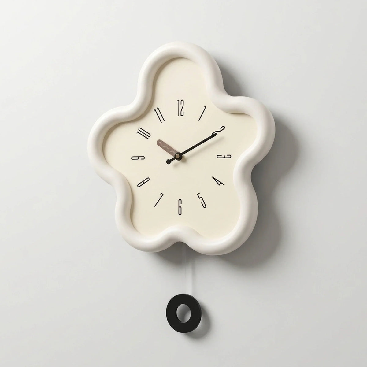 Wall Clock 3D Floral Pendulum Silent Movement