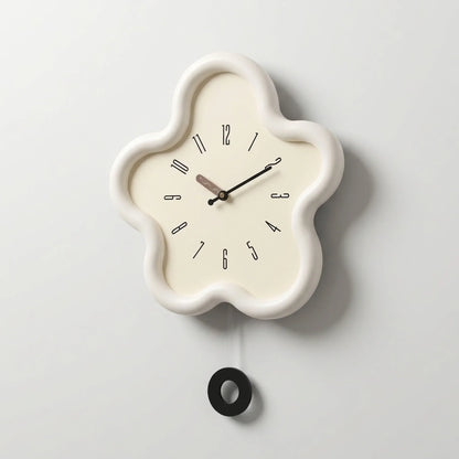 Wall Clock 3D Floral Pendulum Silent Movement