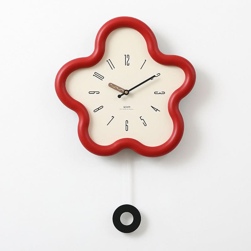 Wall Clock 3D Floral Pendulum Silent Movement