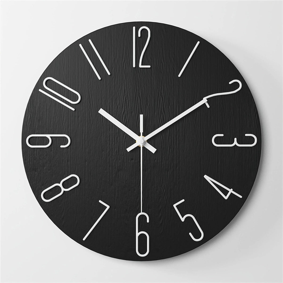 Wall Clock Frameless Silent Quartz 12 Inch Wood-Look