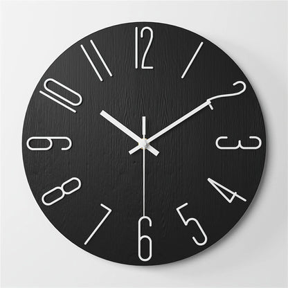 Wall Clock Frameless Silent Quartz 12 Inch Wood-Look