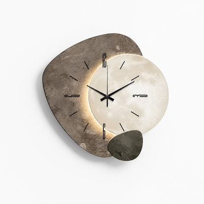 Wall Clock Luminous Moon Textured Stone Optional LED Backlight