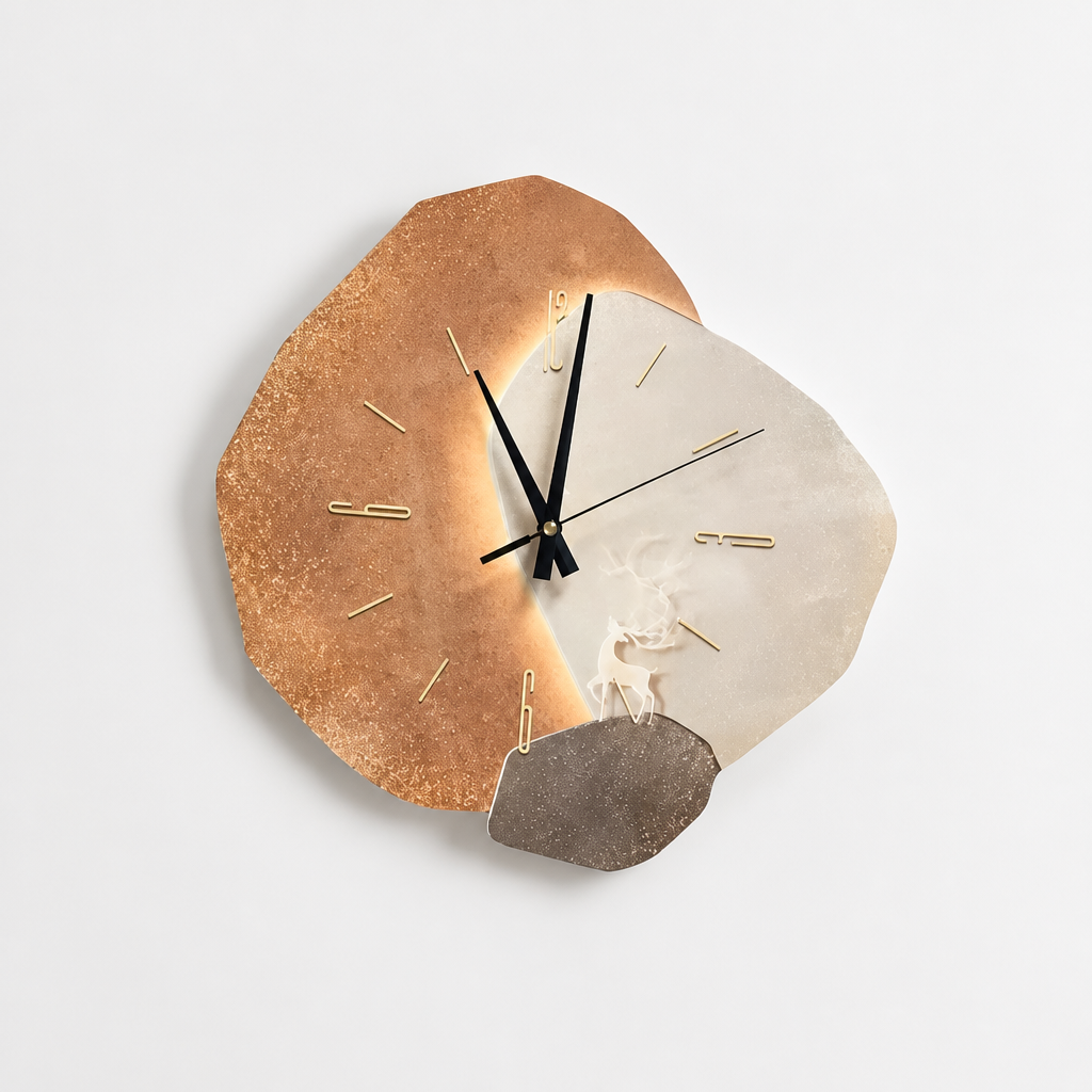 Wall Clock Luminous Moon Textured Stone Optional LED Backlight
