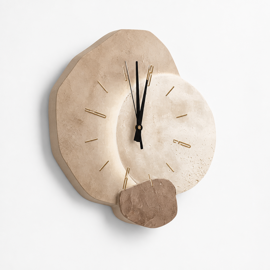 Wall Clock Luminous Moon Textured Stone Optional LED Backlight