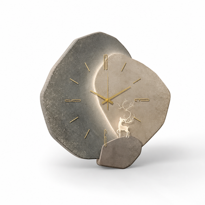 Wall Clock Luminous Moon Textured Stone Optional LED Backlight