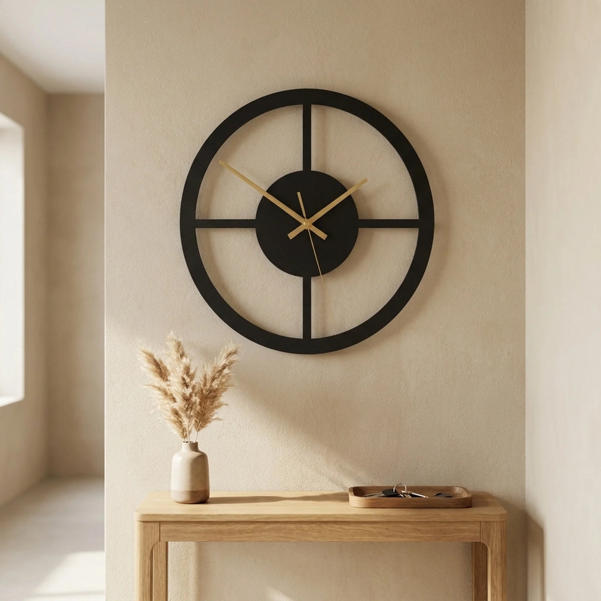 Wall Clock Open Geometric Design Silent Quartz Movement