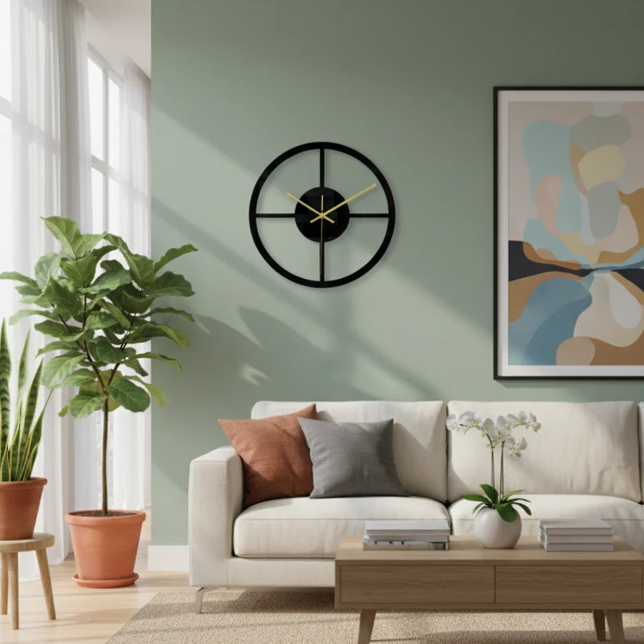 Wall Clock Open Geometric Design Silent Quartz Movement