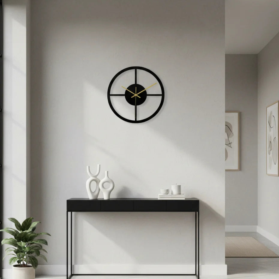 Wall Clock Open Geometric Design Silent Quartz Movement