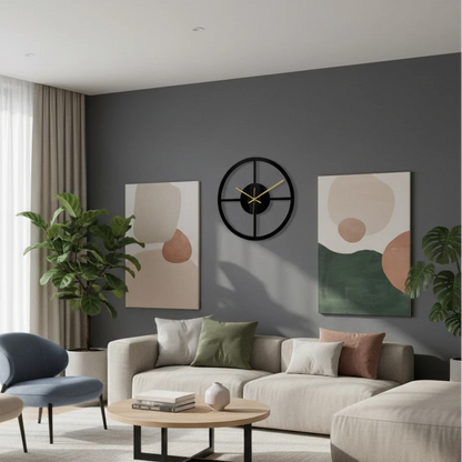 Wall Clock Open Geometric Design Silent Quartz Movement