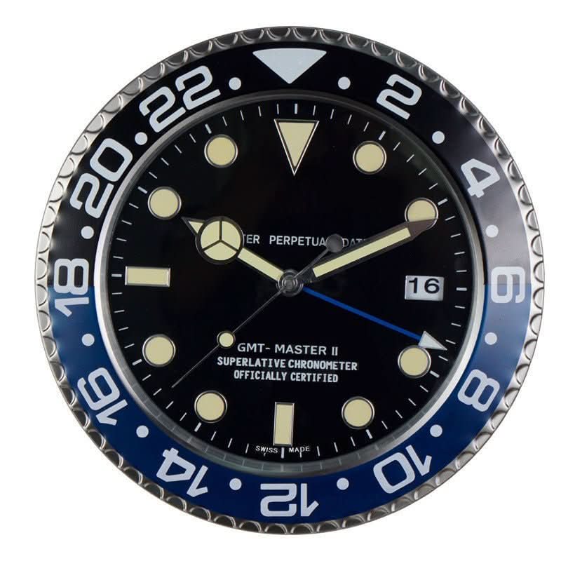 Wall Clock Silent Movement Luminous Hands Stainless Steel Frame