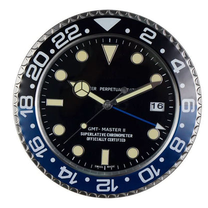 Wall Clock Silent Movement Luminous Hands Stainless Steel Frame