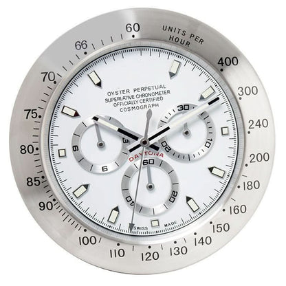 Wall Clock Silent Movement Luminous Hands Stainless Steel Frame