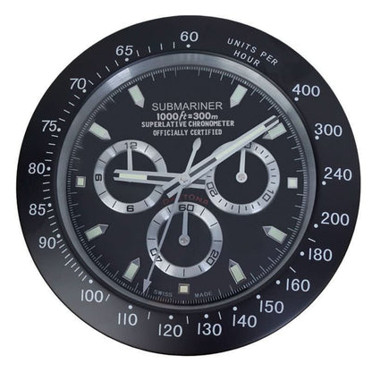 Wall Clock Silent Movement Luminous Hands Stainless Steel Frame