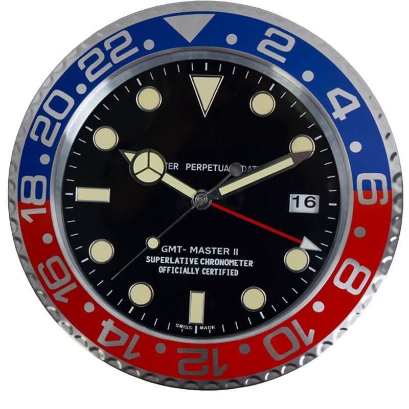 Wall Clock Silent Movement Luminous Hands Stainless Steel Frame