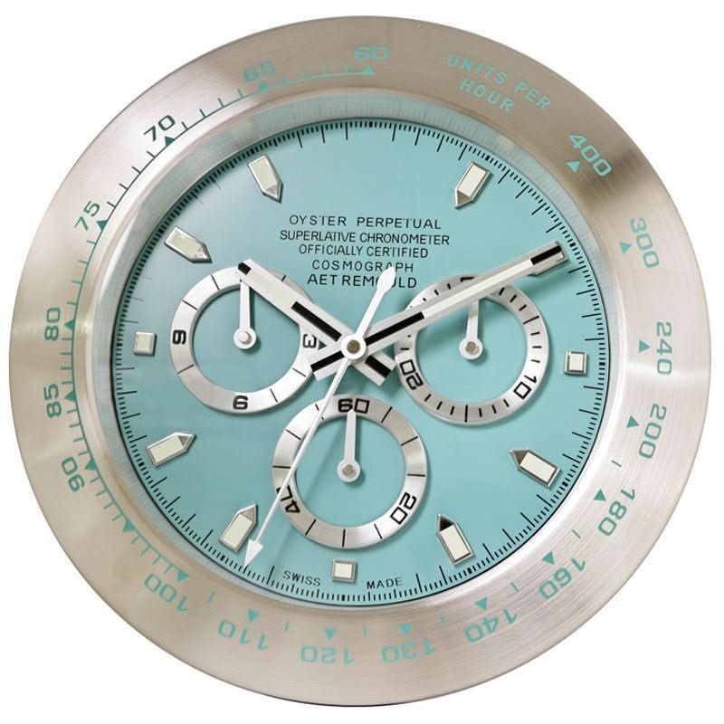 Wall Clock Silent Movement Luminous Hands Stainless Steel Frame