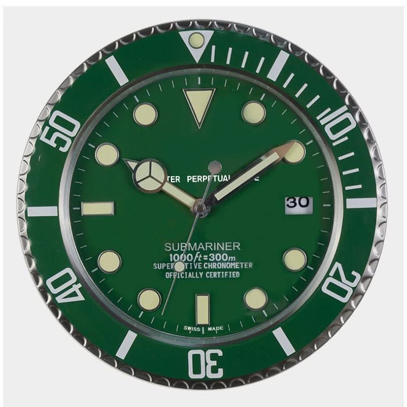 Wall Clock Silent Movement Luminous Hands Stainless Steel Frame