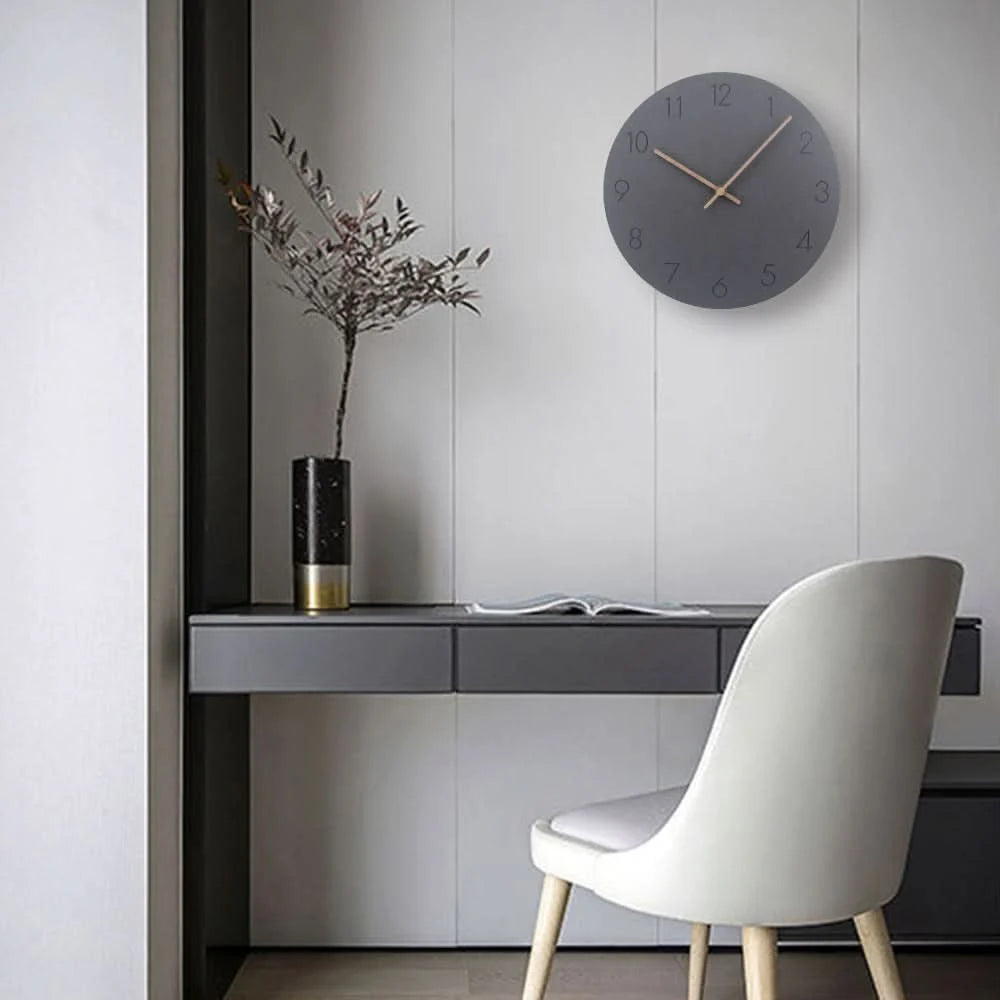 Wall Clock Silent Movement Minimalist Nordic Design Walnut Wood Hands
